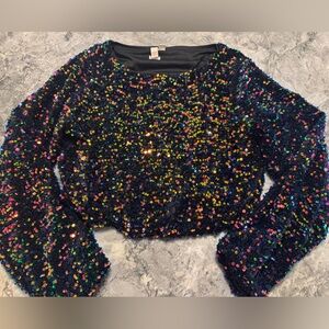 Sequin Embellished Long Sleeve Top